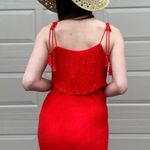 Laundry by Shelli Segal Red Fold Over Tassel Top Midi Resort Dress 4 Photo 3