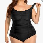 One Piece Aqua Eve Women Plus Size Swimsuits Tummy Control Bathing Suits Retro Scalloped Twist Front Swimwear Photo 0