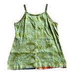 Rising International Patchwork Flower Tank Top Medium Stretchy Knit Vintage Green Photo 1