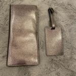 Nordstrom BNWT Patent Saffiano Gunmetal Leather Passport Wallet Luggage Tag $120 Photo 1