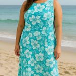 Coldwater Creek Floral Silk Linen Dress Blue Size 14P Boho Photo 0