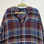 Perch By Blu Pepper Shirt Top Women's 3XL Brown Plaid Split Neck High‎ Low Hem Size undefined Photo 1