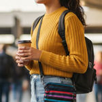 Crossbody ETA Everyday Travel Adventure Striped Purse Black Photo 0