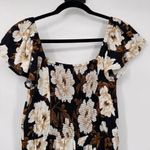 Old Navy Fit & Flare Jumpsuit Womens Small Black Floral Rayon Flutter Sleeve NEW Photo 7