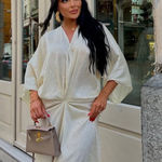 ZARA  zw collection Elegant Cream Maxi Dress kimono kaftan oversized bohemian  Photo 0