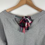 Crown & Ivy Gray Plaid Bow Tie Back Sweatshirt Large Cozy Fall Holiday Pullover Photo 1