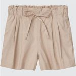Uniqlo NWOT Beige Linen Cotton Blend Paperbag Pull On Adjustable Shorts Photo 0