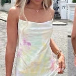 ZARA  tie dye satin Pastel Tie-Dye Spaghetti Strap Dress Photo 0