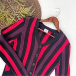 CAbi Womens Sweater Black Stripe Royal Pullover Multicolor V-neck Size Medium Photo 1