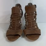 Vince Camuto Women's Sandals Size 8.5M Tan Gladiator "Evel" Leather cone Heel Photo 6