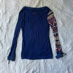 Desigual Navy Blue Pattern Ling Sleeve Top Photo 5