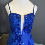 Women’s Blue Sparkly Mermaid Fit Prom Party Dress CrissCross Straps Size 2 Photo 1