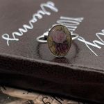 1970s Floral Cabochon Stainless Steel Ring Purple Photo 2