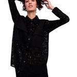 ZARA NWT Women’s Oversized Black Lace Pocket Front High-low Blouse Photo 0