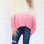 Pink Lily  vibrant heart ombré coral sweater Small Photo 2