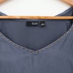 a.n.a NWT Studded V Neck Top Womens Edgy Gothic Rock Slate Blue Flutter Sleeve Size L Photo 6