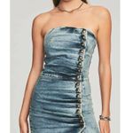 Retrofête Retrofete Megh Strapless pleated Denim Mini Dress Marble Sky Button Front XS Photo 2