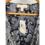 Michael Michael Kors Black & Silver Faux Wrap Blouse Women's Size Medium Photo 3
