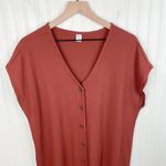 Old Navy  Rib-Knit Button-Front Shift Dress Copper Moon Burnt Orange Size XL Tall Photo 3