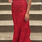 Sherri Hill Red Lace Prom Dress Photo 1