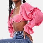 Dolls Kill Zya HOT PINK LOLITA Underwire balloon dramatic sleeve TOP Photo 2