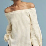 Anthropologie  Maeve Yellow White Striped‎ Clotille Off The Shoulder Top Photo 0