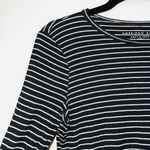 American Eagle Black Soft & Sexy Striped Rib Tee Photo 3