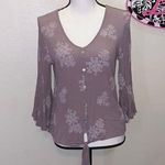Mossimo Supply Co purple front knot flare sleeves button down blouse Photo 0