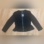 DKNY NWT  Black Full Zip Peplum Suit Jacket Blazer Women’s Size 14p Photo 1