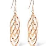 Elegant Twist Leaf Dangle Drop Earrings for Women Rose Gold Color Photo 0