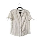 Adrianna Papell  Stripe Short Sleeve Button Up Shirt‎ Small NWT Photo 1