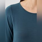 Eileen Fisher  Stretch Jersey Knit Jewel Tone Neck Dress Blue Green Size Small Photo 3