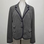 Gap  Grey Blazer Navy Trim Blazer Size 12 Old Money Preppy Academia Classic Photo 1
