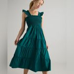 NWT Quince Women’s 100% Organic Cotton Poplin Smocked Midi Dress – Green, Size M Green Size M Photo 1