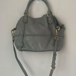 OrYANNY Gray Whipstitch Pebbled Leather Crossbody Satchel Purse Handbag Photo 13