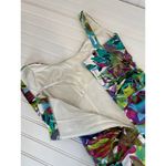 Suzi Chin Multicolor Leaf Print Ruched Mini Bodycon Dress Womens Size 10 Photo 4