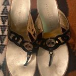 Ivanka Trump Black patent and gold  sandals Photo 0