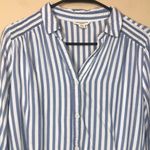 BeachLunchLounge  Women’s Striped Split Neck Button-Up Tie 7/8 Sleeve Shirt Photo 1