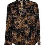 Miss Tina Brown Leopard Chain Button Up Blouse Womens Size Medium 8 Photo 0
