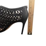 Alexandre Birman  Black Leather Cut Out Heels Size 40.5 Laser‎ Cut Peep Toe Shoes Photo 8