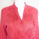Carole Little 100% linen floral embellishment‎ pink shirt, size M Size M Photo 1