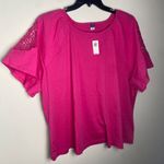 Old Navy Plus Size Top NWT Boho EveryWear Cutwork 100% Cotton Polarized Pink 3X Photo 5