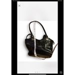 Sonoma Brighton Black Leather Croc Embossed Silver Hardware Detail Satchel Bag Photo 1