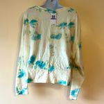 Freshman Soft Brights Pastel Floral Cropped Sweater Sz XL Blue Photo 2