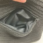 Black Woven Beige Stripe Summer Shoulder Bag Zip Pocket Photo 8