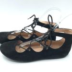 Old Navy Womens Flats Lace Up Ankle Strap Faux Suede Zipper Black Size 4 Photo 2