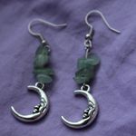 Handmade Moon Earrings Green Photo 2
