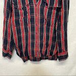 ZARA Navy Blue & Red Plaid Long Sleeve Button Down Shirt Size M Photo 2