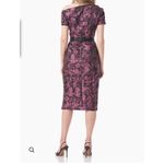 Kay Unger NWT  Alana Sheath Jacquard Floral Midi Dress Sz 6/Black Cherise Photo 1