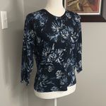 Garnet Hill 100% Merino Wool Cardigan Size Medium Lightweight Career Floral Photo 1